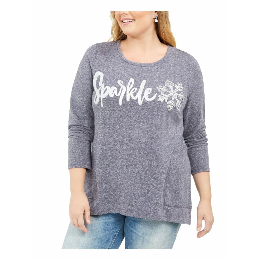 Style & Co Sparkle Snowflake Sweatshirt 3x Nwt - Picture 1 of 12